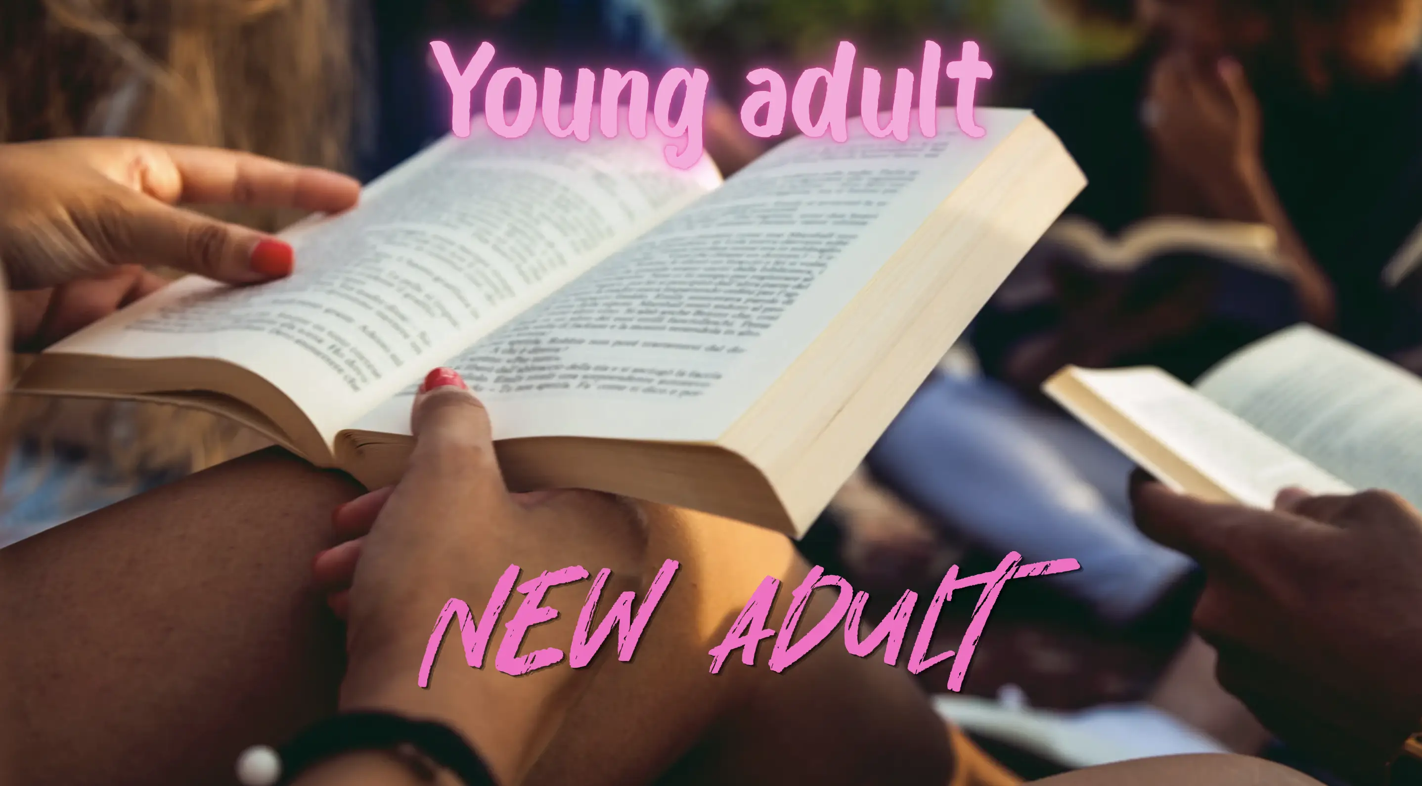 Dwie sąsiadujące strefy czytelnicze symbolizujące przejście od Young Adult do New Adult, połączone czerwoną zakładką